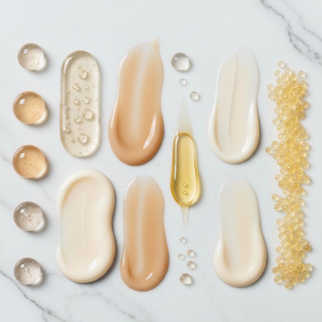 Verschiedene Texturen kosmetischer Produkte